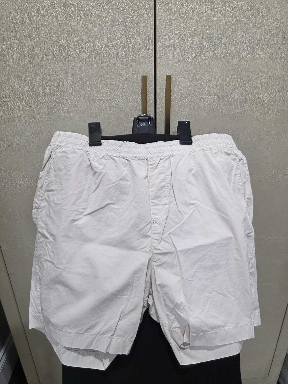 Lacoste Men's Light Cream Flat-Front Elastic Waist Shorts